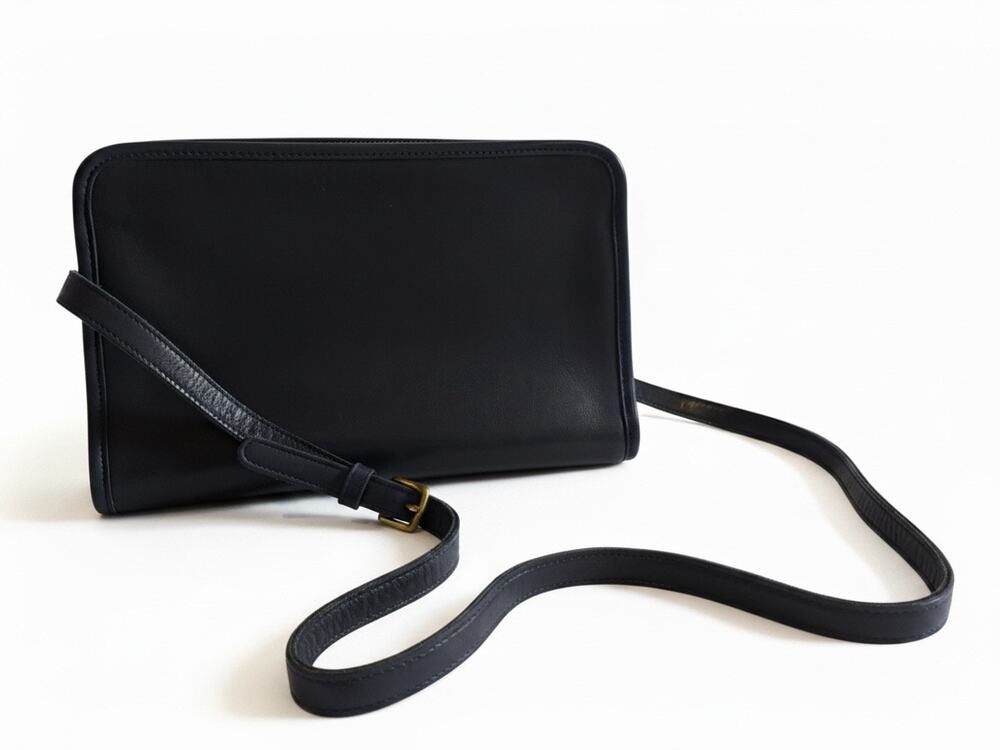 Vintage Coach 9455 Navy Blue Leather Basic Bag Crossbody Clutch